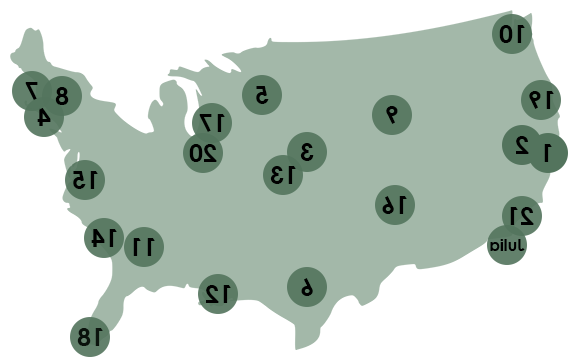 Sage厨师聚光灯地图的美国与厨师的互动位置